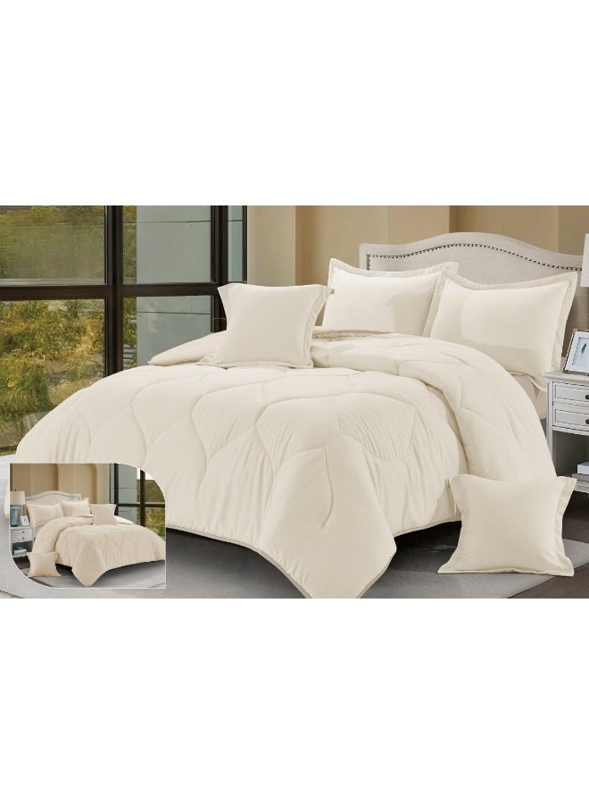 SMART HOME Summer Double Comforter Fits 200x200 cm - 6 Piece Luxury Microfiber Comforter Set, 100% Microfiber Comforter, Reversible Bedspread Set, Double Filled Bedspread Set, 6 Piece Sleeping Set (1 Filled Comforter + 1 Mattress Protector + 2 Pillowcases + 2 Square Decorative PillowCase) Bedspread Size 260x240 cm and Mattress Protector Size 200x200 cm - Image 3
